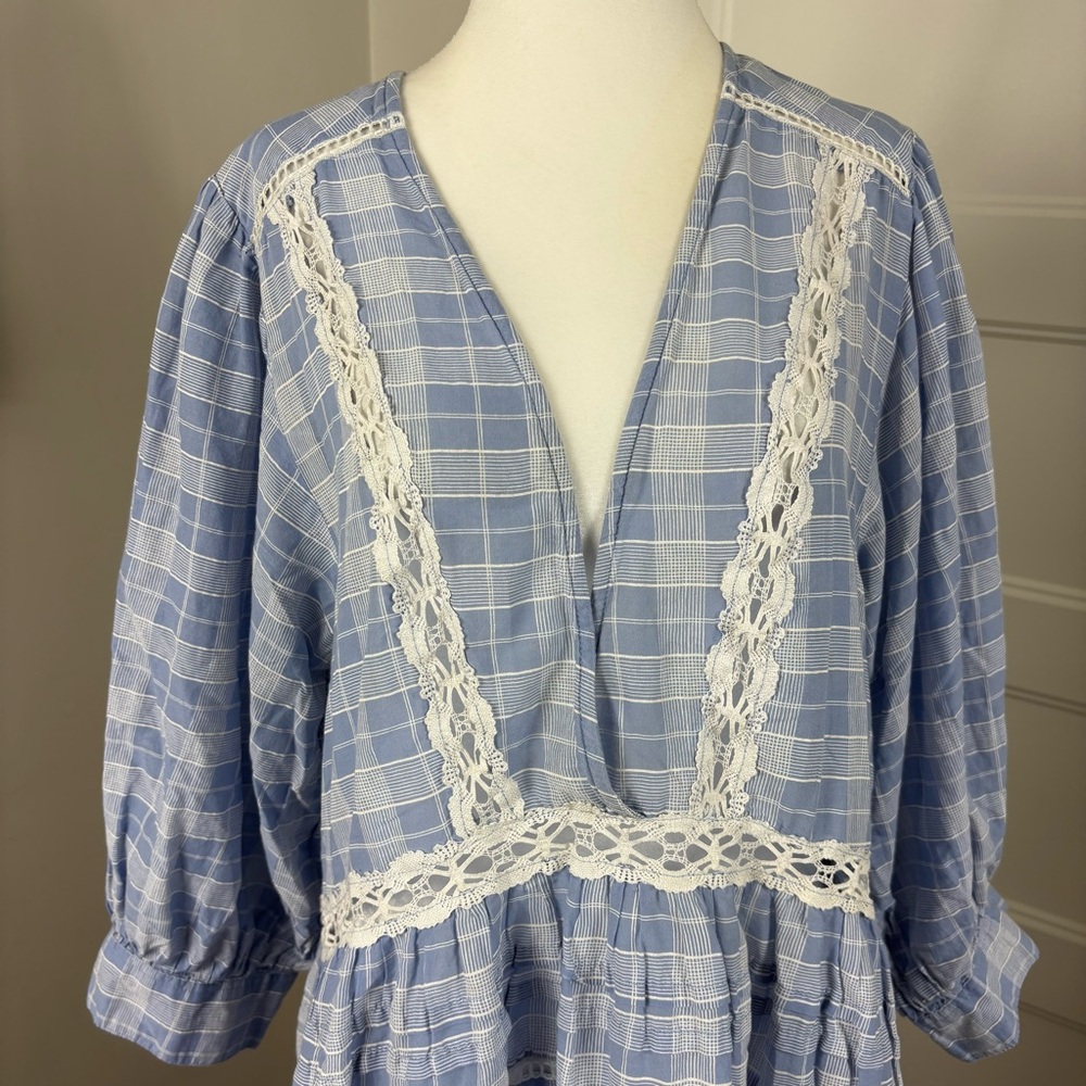 Free People Timeout Lace Tunic Size L Boho Cottagecore Coquette Feminine Prairie - Picture 3 of 7